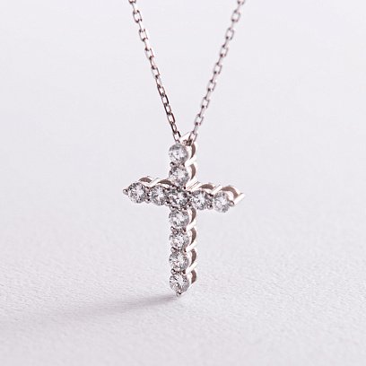 Золотое колье "Крестик" с бриллиантами 112131121