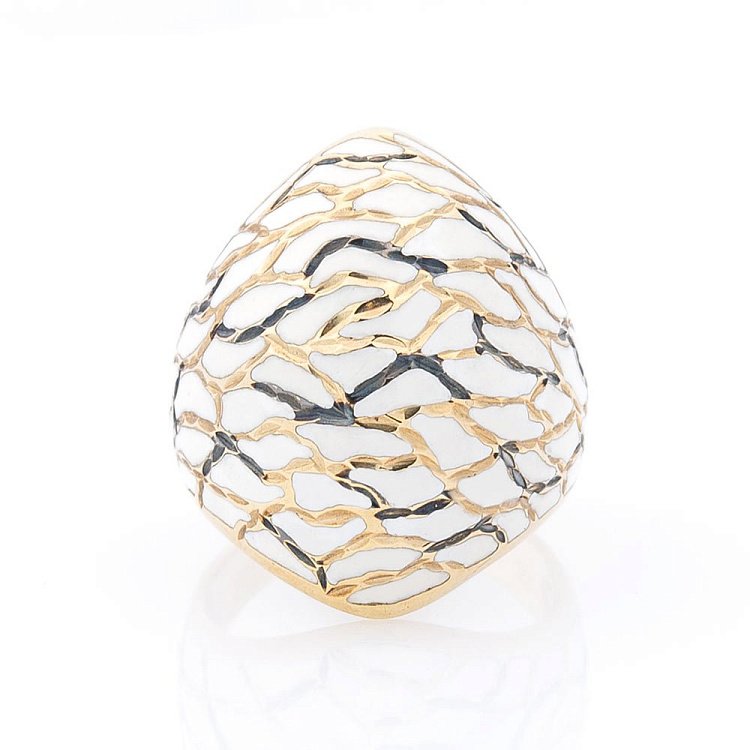 Золотое кольцо с эмалью к00701 от ювелирного магазина Оникс - 2