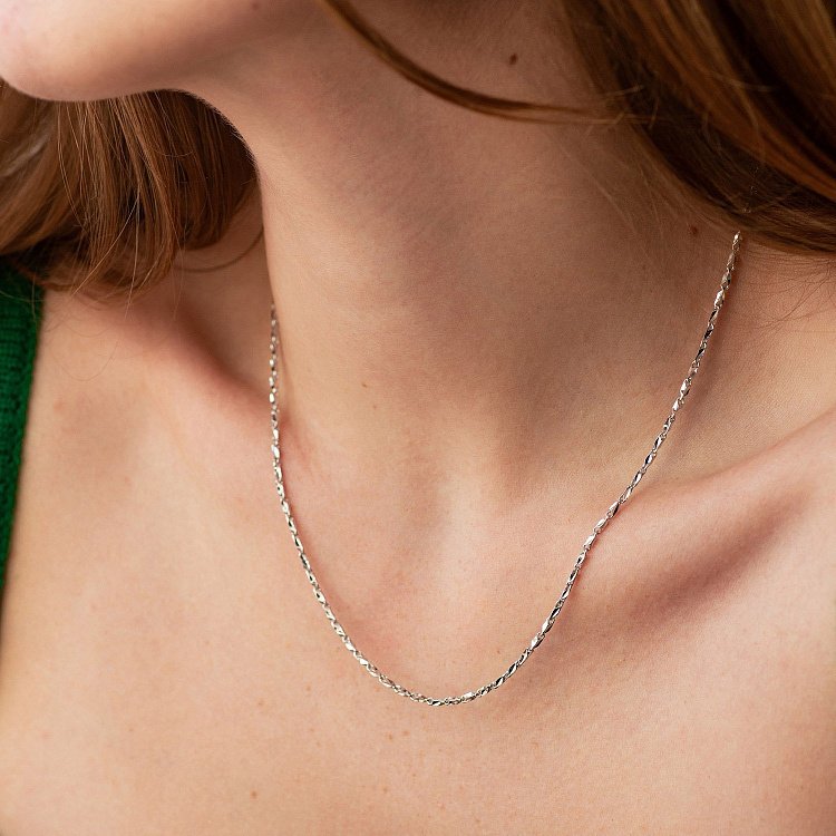 Фантазійний ланцюжок у білому золоті ц00471 від ювелірного магазину Онікс - 1