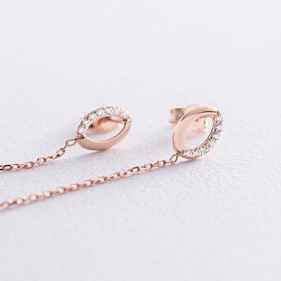 Золоті сережки на ланцюжку (фіаніти) с07269 №4