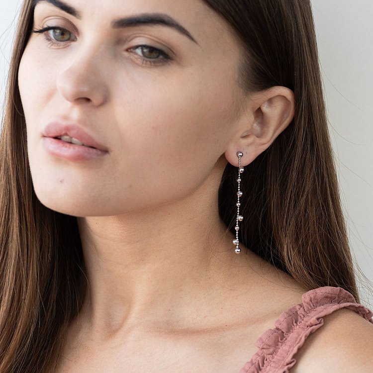 Срібні сережки "Кульки" 122831 від ювелірного магазину Онікс - 2