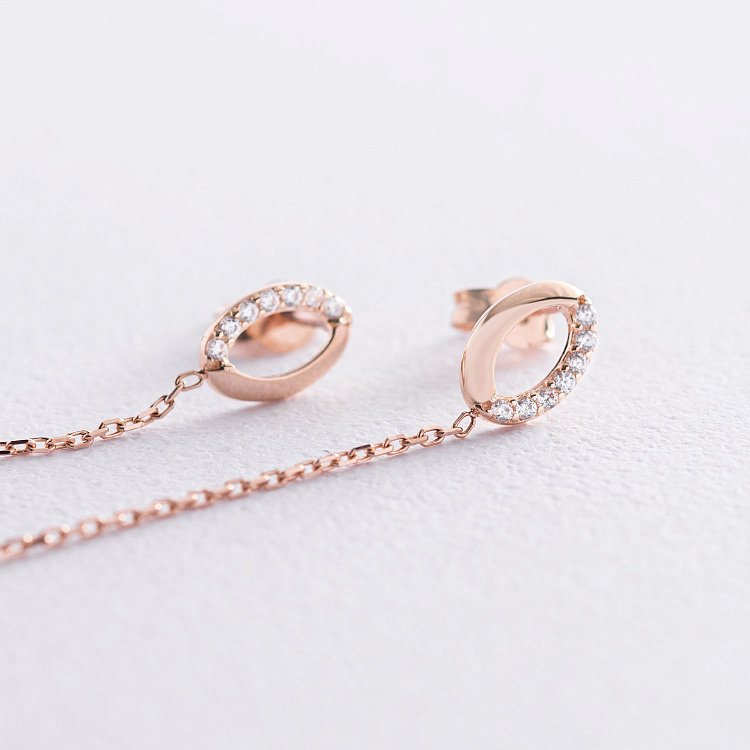 Золоті сережки на ланцюжку (фіаніти) с07269 від ювелірного магазину Онікс - 3