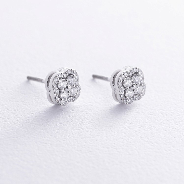 Золоті сережки - пусети "Конюшина" (діаманти) 333811121 від ювелірного магазину Онікс - 2