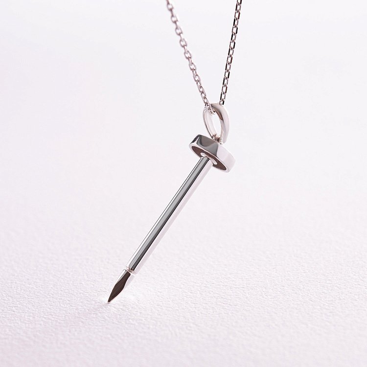 Колье "Гвоздь" в белом золоте кол02327 от ювелирного магазина Оникс - 2