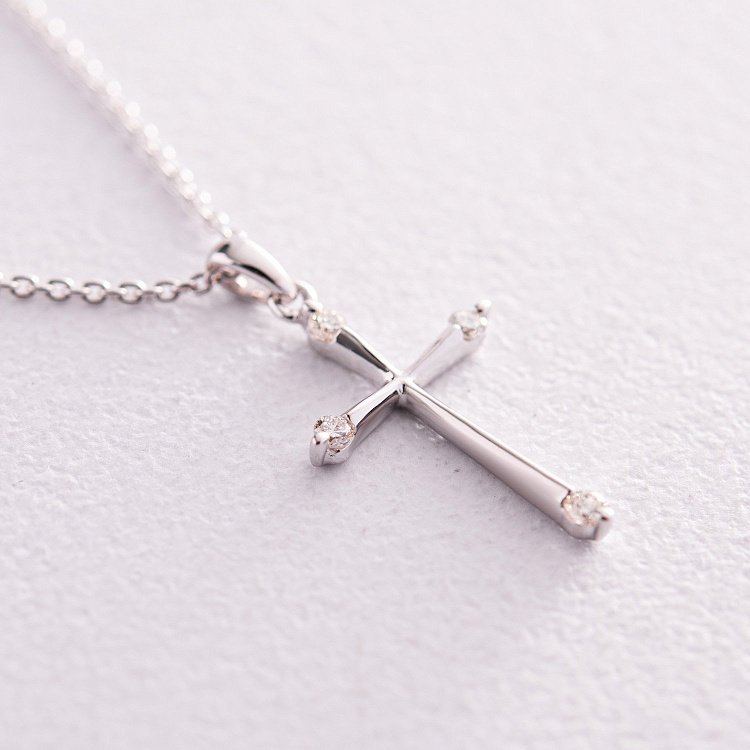 Золоте кольє "Хрестик" з діамантами колб0016ca від ювелірного магазину Онікс - 2