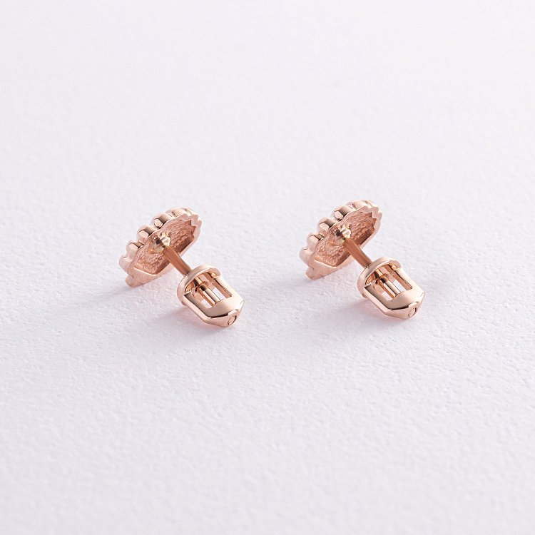 Серьги - пусеты "Ракушки" в красном золоте с08463 от ювелирного магазина Оникс - 5