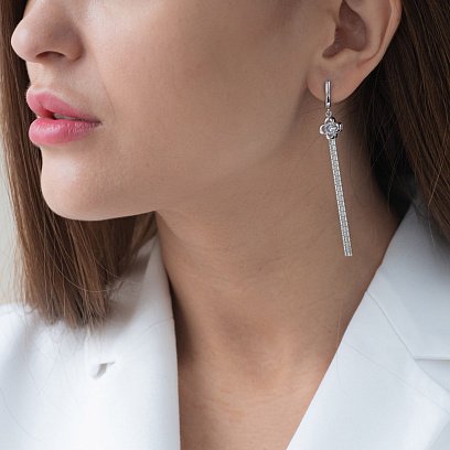 Сережки "Конюшина" в білому золоті с07211 №2