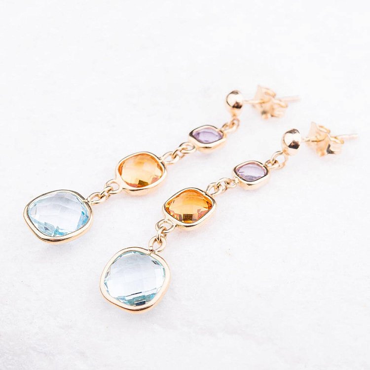 Золотые серьги с натуральными камнями с03522 от ювелирного магазина Оникс - 3