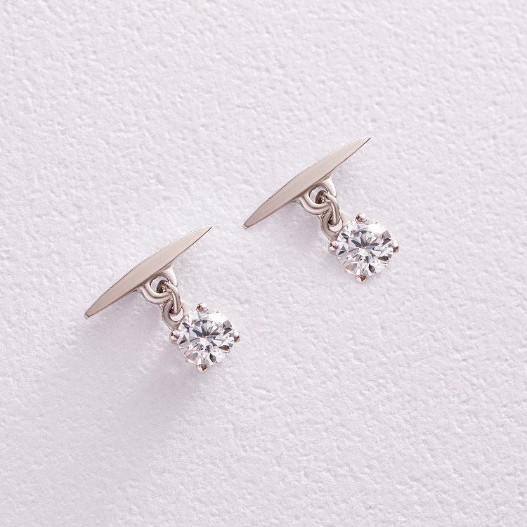 Срібні сережки - пусетами "Естер" з фіанітами 123219 від ювелірного магазину Онікс