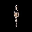 Золота підвіска "Ключик і замочок" з фіанітами п02493 от ювелирного магазина Оникс - 1