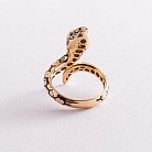 Золотое кольцо "Змея" (эмаль, фианиты) к06950 от ювелирного магазина Оникс - 4