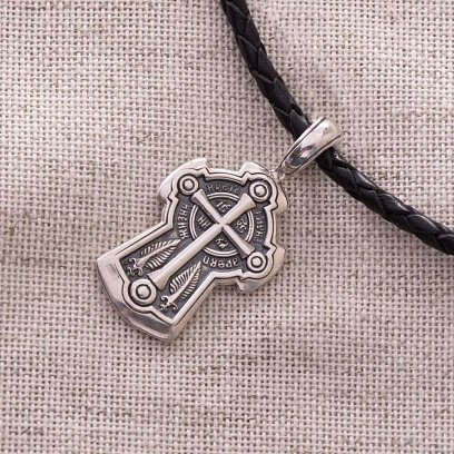 Серебряный православный крест "Процветший Крест. Святые мученицы Вера, Надежда, Любовь и мать их София" 13440 №3
