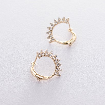 Золотые серьги с фианитами с06455 №3