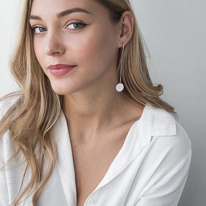 Срібні сережки без каменів "Асиметрія" 122236 №2