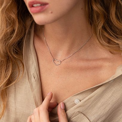 Серебряное колье "Сердечко" 181220 №6