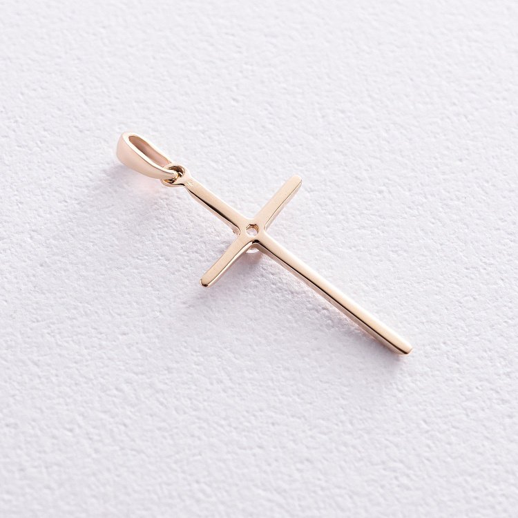 Золотой крестик с фианитом п03798 от ювелирного магазина Оникс - 2