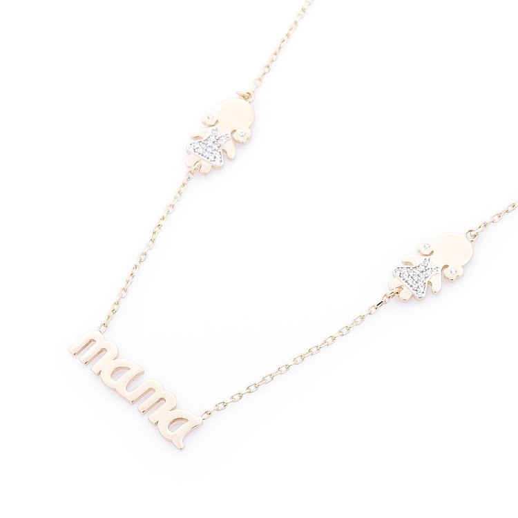 Золотое колье с девочками (фианит) кол01006 от ювелирного магазина Оникс