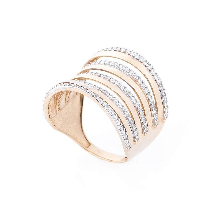 Золотое кольцо с фианитами к03655 от ювелирного магазина Оникс - 2