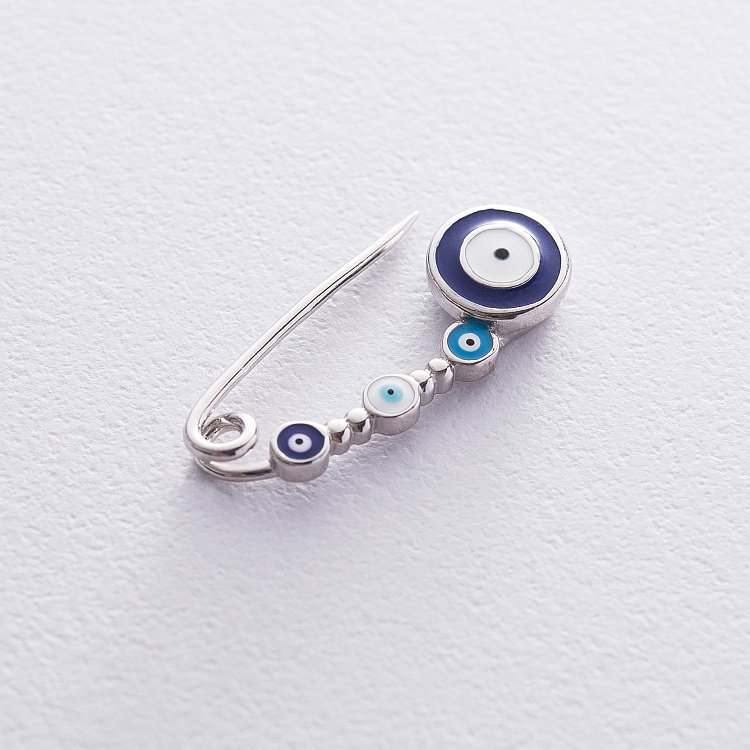 Серебряная булавка от сглаза с эмалью 21044 от ювелирного магазина Оникс