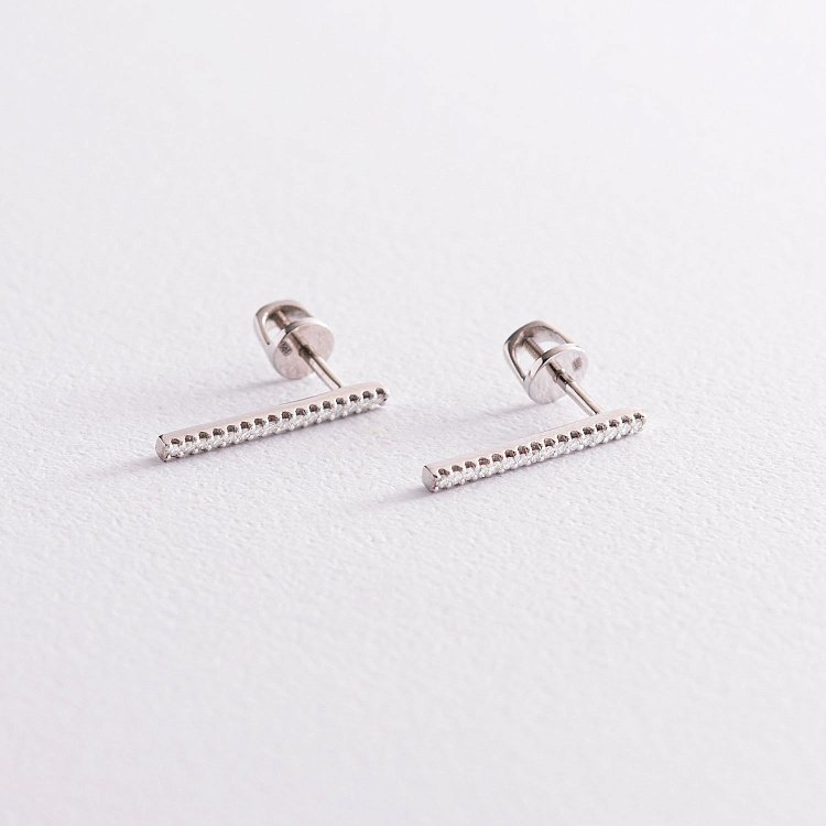 Золотые серьги - пусеты "Джема" с бриллиантами 102-10083 от ювелирного магазина Оникс - 3