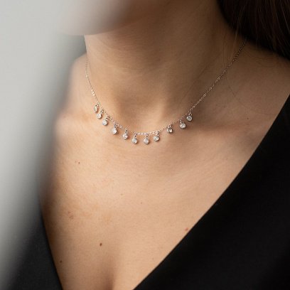 Серебряное колье с фианитами 18566 №6