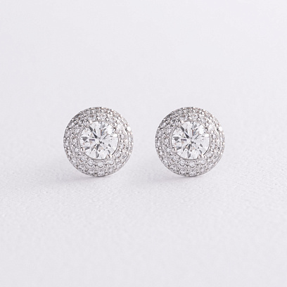 Золотые серьги - пусеты с бриллиантами 345001121