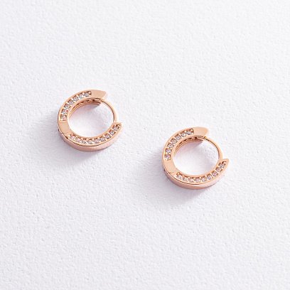 Золоті сережки - кільця з фіанітами с07800 №5