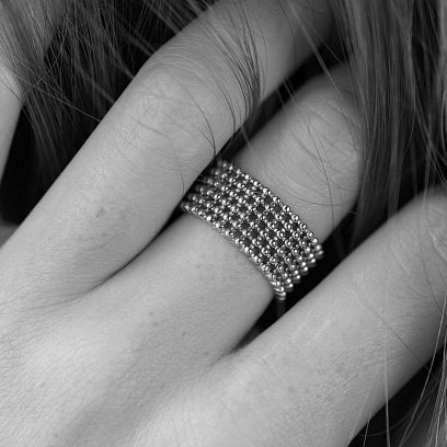 Кольцо "Рейчел" с шариками (белое золото) к07356 №5