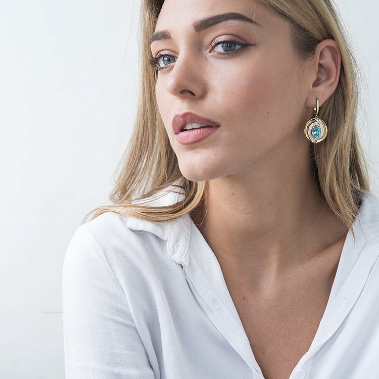 Золоті сережки з фіанітами с03956 - 3 Золоті сережки з фіанітами с03956 від ювелірного магазину Онікс - 3