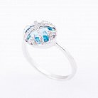 Золотое кольцо с голубым топазом и бриллиантами C01099R от ювелирного магазина Оникс - 7