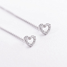 Срібні сережки - протяжки "Сердечки" з фіанітами 902-01587 от ювелирного магазина Оникс - 1