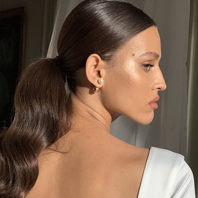 Золотые серьги "Шарики" с жемчугом с03441 №5