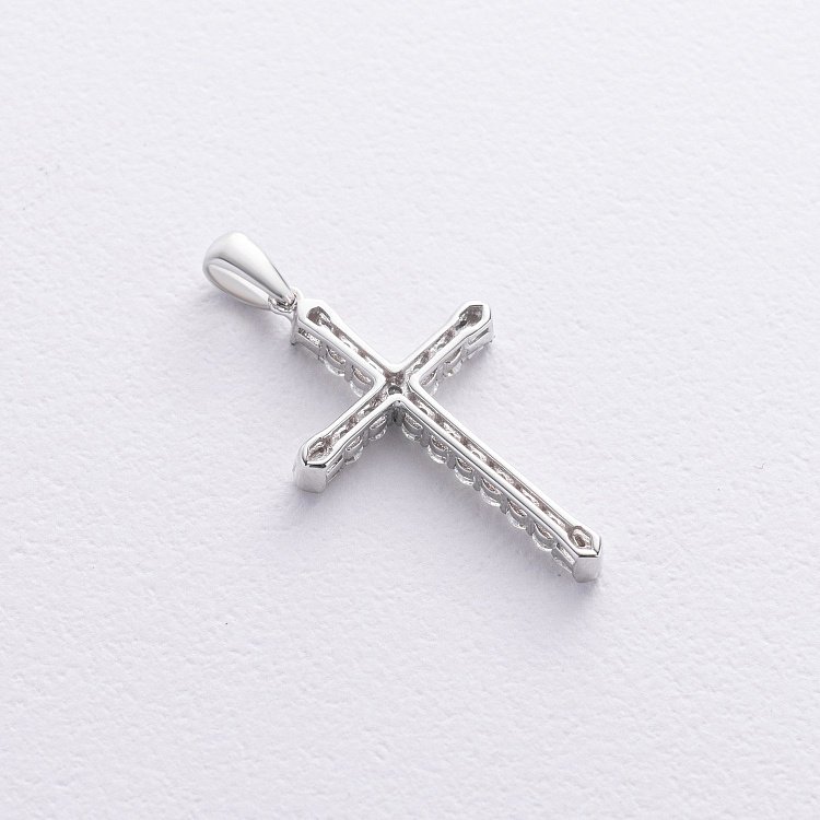 Хрестик з діамантами (біле золото) пб0356cha від ювелірного магазину Онікс - 2