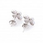 Срібні сережки-пусети "Клевер" з фіанітами 121673 от ювелирного магазина Оникс - 4