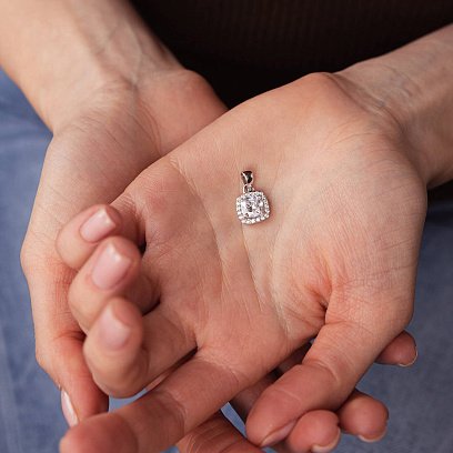 Срібна підвіска з білими фіанітами 133108 №2