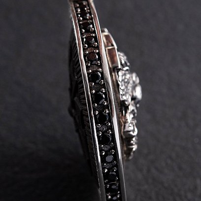 Серебряный кулон "Медведь" с эбеновым деревом и фианитами 947 №4