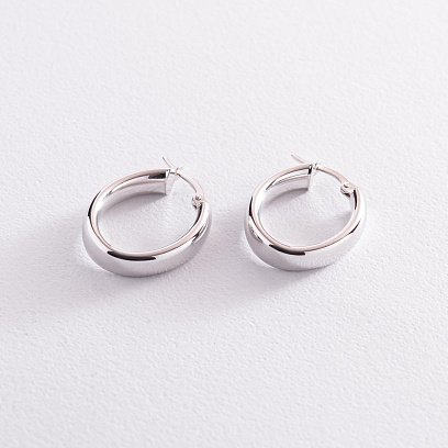 Овальные серьги в белом золоте с07857 №3