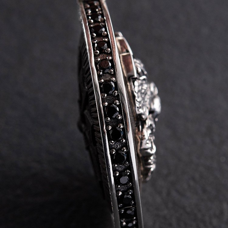 Серебряный кулон "Медведь" с эбеновым деревом и фианитами 947 от ювелирного магазина Оникс - 4