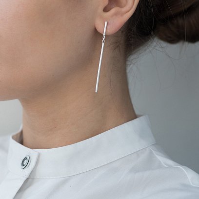 Срібні сережки - пусети в стилі мінімалізм 122586 №13