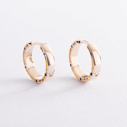 Золоті сережки - кільця з фіанітами с07801