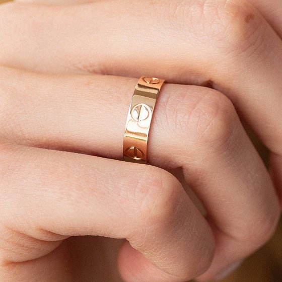 Кольцо "Love" в красном золоте к07145 №5