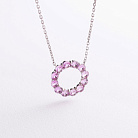 Серебряное колье с розовыми синтетическими сапфирами 8198р-PSPH от ювелирного магазина Оникс
