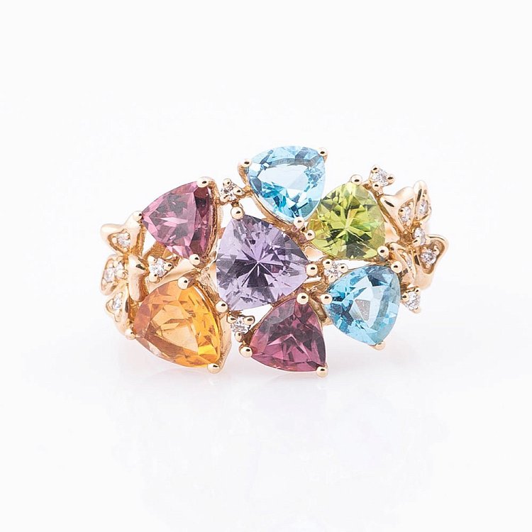 Золота каблучка з натуральними каменями R27720 від ювелірного магазину Онікс - 2