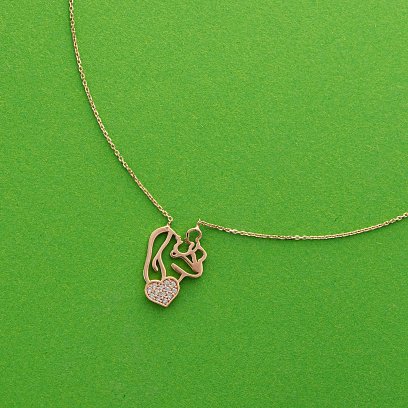 Золоте кольє "Мама з дитиною" (фіаніти)  кол01101 №3