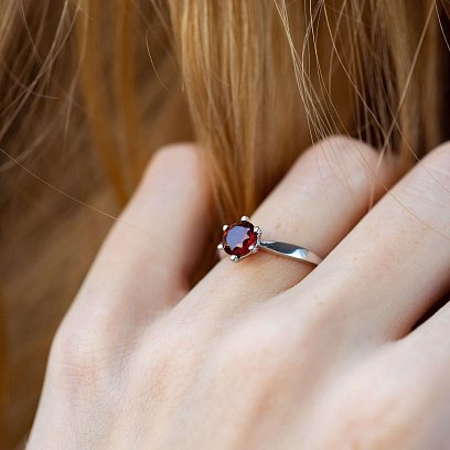 Серебряное кольцо с пиропом GS-01-017-41 №4