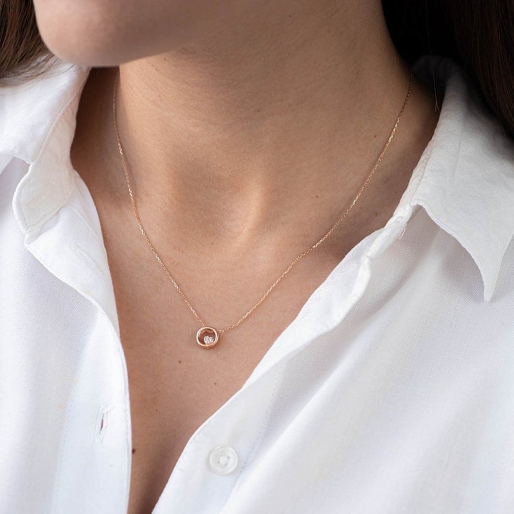 Кольє "Серце" в червоному золоті (фіаніт) кол01650 від ювелірного магазину Онікс - 1