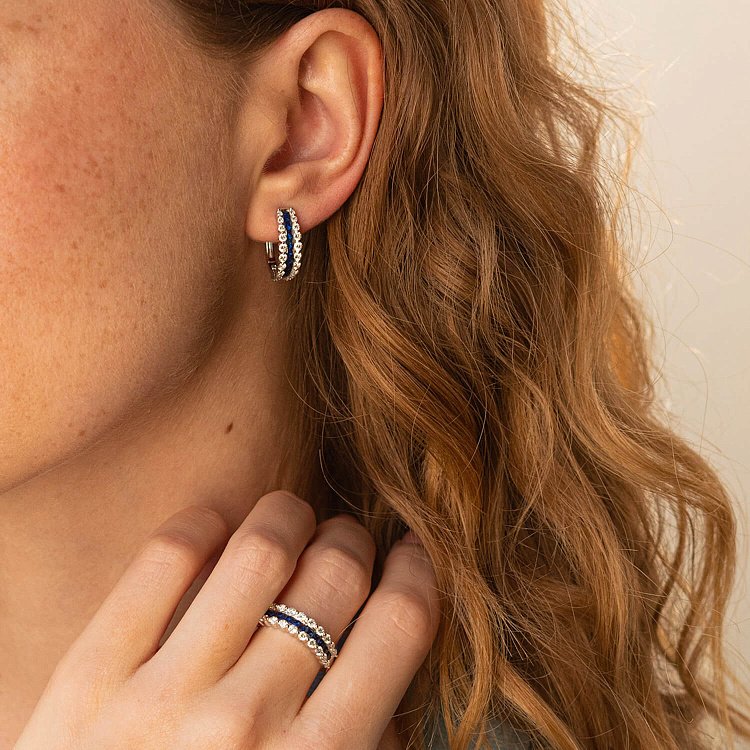 Золотые серьги с бриллиантами и сапфирами сб0400mi от ювелирного магазина Оникс - 4