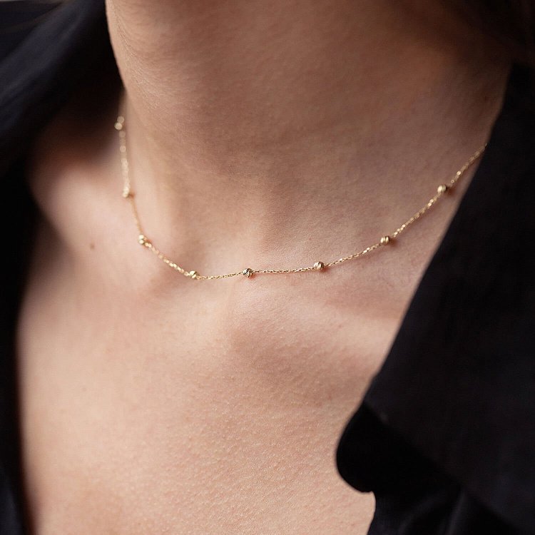 Колье "Шарики" в желтом золоте кол02344 от ювелирного магазина Оникс - 5