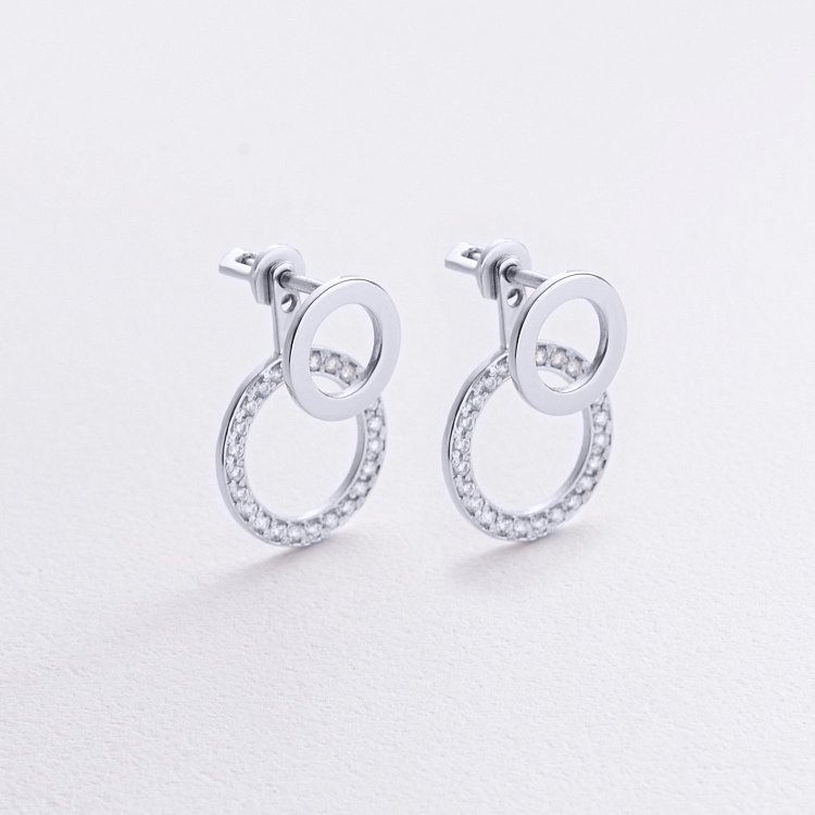 Сережки - джекети "Sophia" у білому золоті (фіаніти) с09094 від ювелірного магазину Онікс - 1