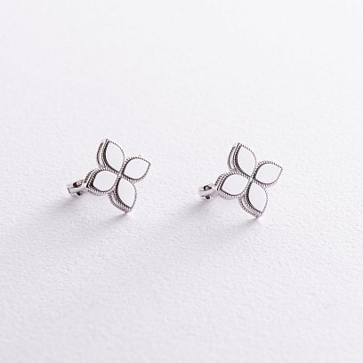 Сережки "Конюшина" в білому золоті с08455 №3